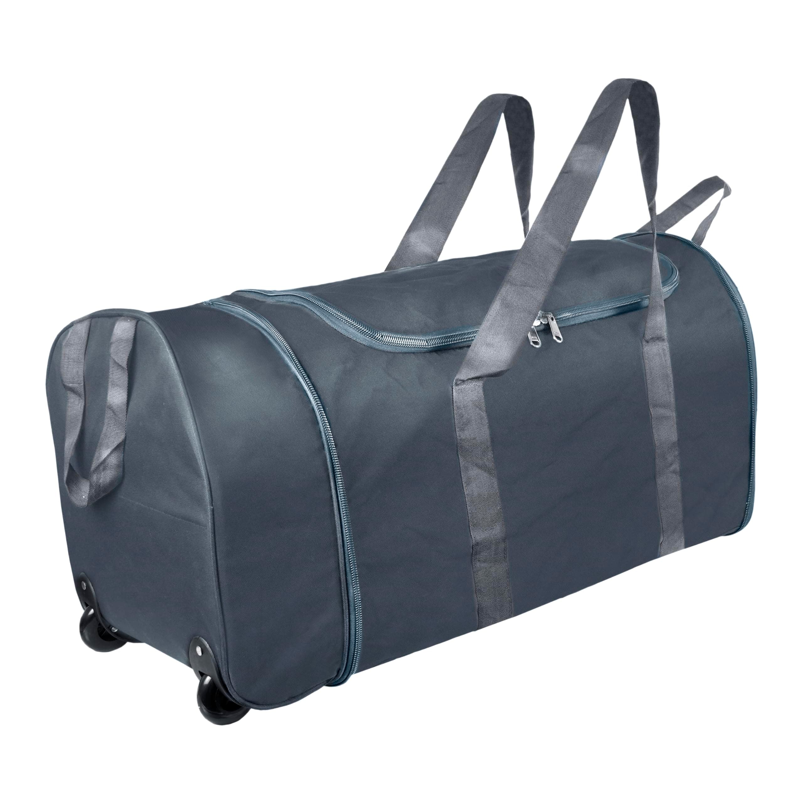 NISUN Nylon 83 Cm Extra Large Travel Duffle Bag, Luggage Bag Covertible Trolley Duffel Storage Bag with 2 Wheels & Pull Handle - (Grey, 83x36x43cm)