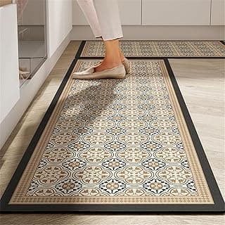 Proxin Kitchen Rugs and Mats Non Skid Washable Set of 2 - Waterproof Memory Foam Standing Desk Floor Mat Non Slip Rugs, Comfort Runner Rug Floor for Kitchen Home Office (118*38cm, 38*58cm) (Colour 1)