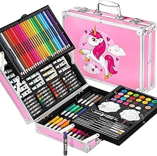 Kitchen Bloom Art Set for Kids, 145 Pieces Drawing Kit with Colour Pencils, Oil Pastels, Paint Brushes, Unicorn Theme Art Set