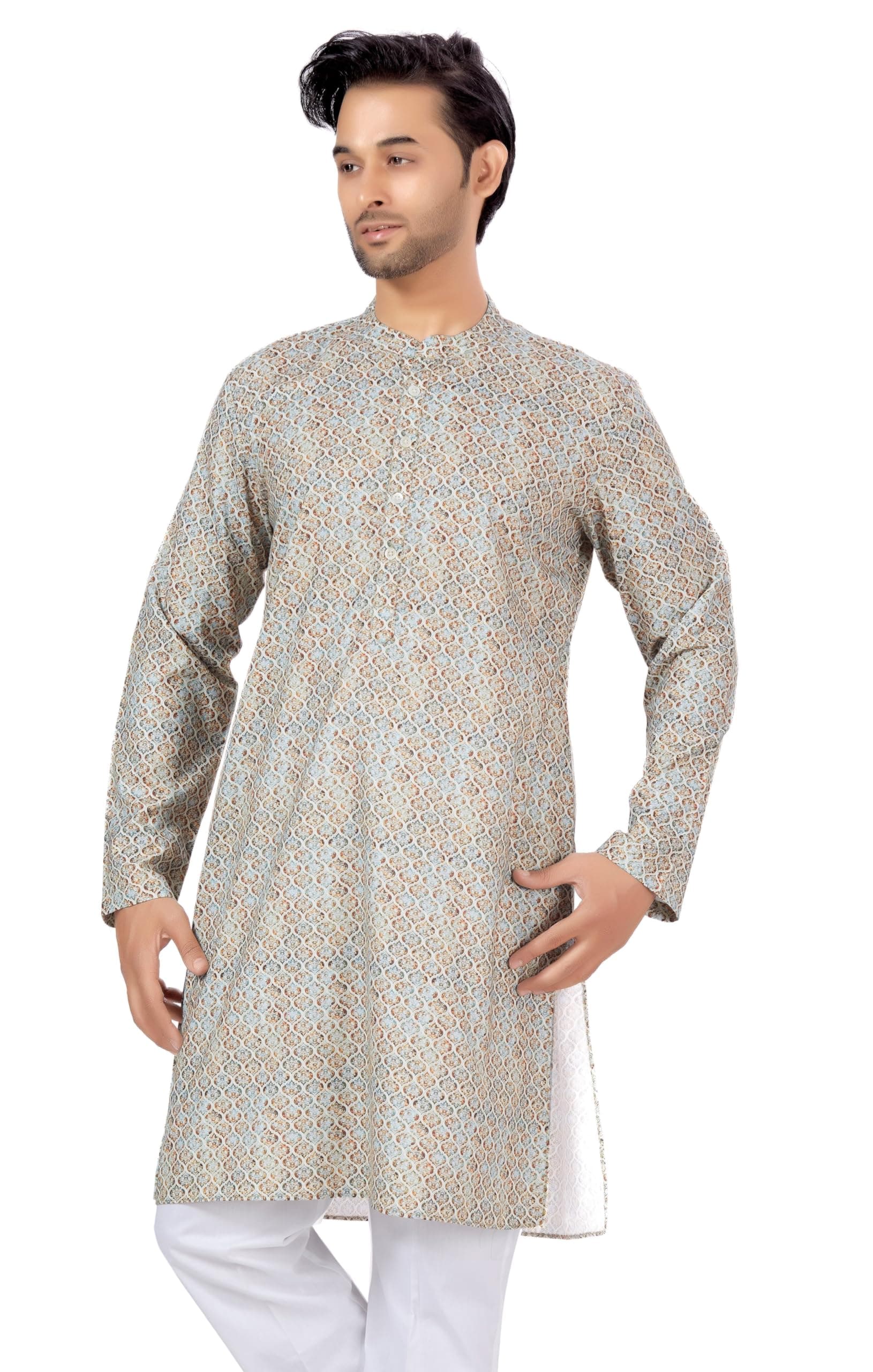 Studio Shringaar Men's Cotton Relaxed Fit Straight Kurta