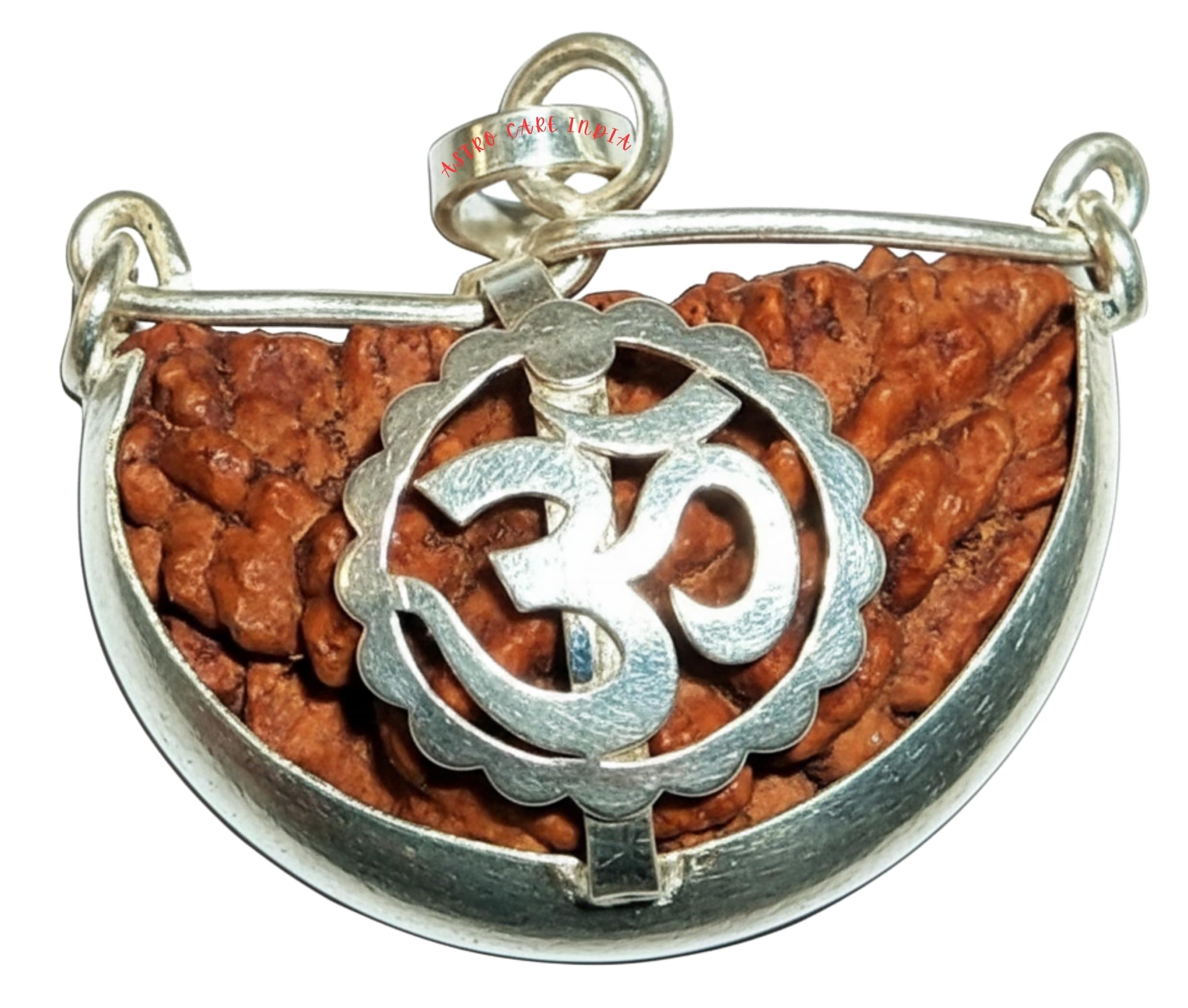 ASTRO CARE INDIA One Face Ek Mukhi Rudraksha Certified Original Nepali 1 Mukhi Kaju Rudraksh Natural One Faced Rudraksha Pendant (Brown) with Certificate