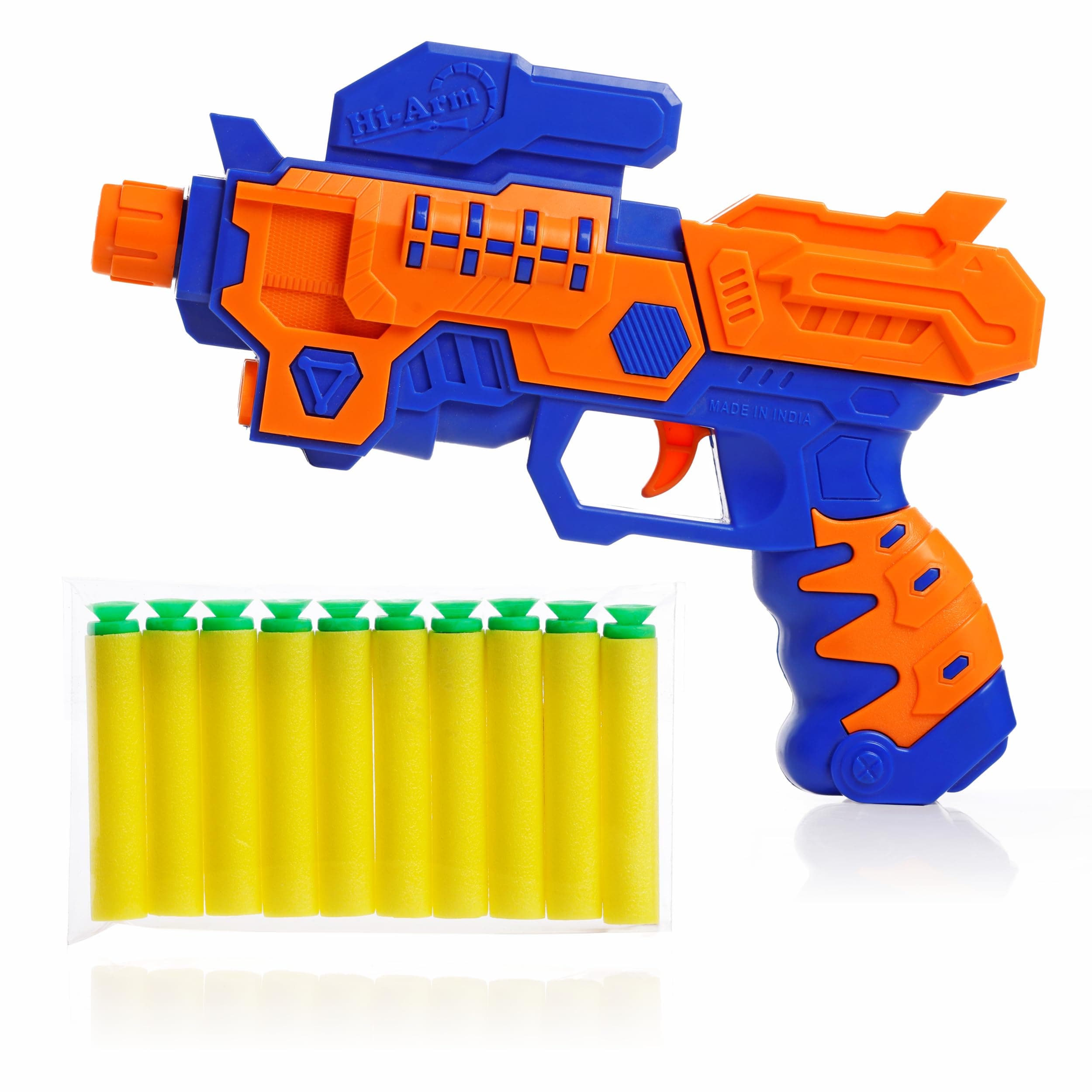 Chanak Hi-Arm Soft Bullet Gun Toy - Safe Plastic Gun with 10 Bullets, Effective Range of 40 Feet, Ideal for Kids Above 7 Years, BIS Approved