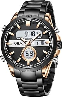 V2A Fusion Series Analog-Digital Men’s Watch with Stainless Steel Band & Alloy Steel Case – Alarm, Stopwatch, EL Backlight Watch for Men | Gift for Men