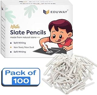 Eduway 100 Pcs Slate Chalk Pencil Bitti | Natural Organic Limestone Chalk Pencil For Writing & Creative | Non-Toxic Pure Natural Earthy Slate Bar Box (Not for Writing Board)