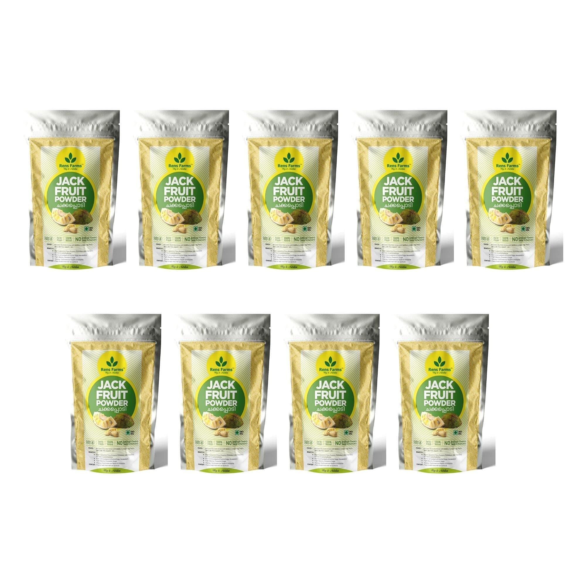 Rens Farms Well Matured Green Jackfruit Flour | Gluten-Free Raw Jackbulb Powder | Keto, Vegan, Diabetic Friendly Superfood | Jackfruit Powder | Natural & Preservative-Free | 250g x Pack of 9