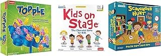 Funskool Games - Topple, Strategy Balancing and Skill Game, Stack 5 in a Row, Kids & Family, 2-4 Players, 6 & Above & Games - Kids On Stage, Educational Charade Game & Scavenger Hunt