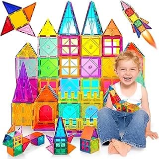 Set of 30 Big (75mm) Magnetic Building Tiles for Kids, Educational Stacking Blocks for Boys Girls, Magnets Construction Toys, (Big Tiles Set of 30 PCS)