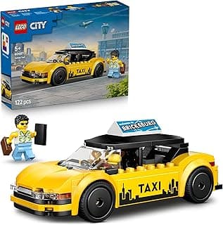 LEGO City Yellow Taxi - Model Car Kit with 2 Minifigures - Iconic Taxi Car Toy - 60487