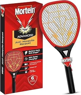 Mortein Advanced Anti-Mosquito Racquet | Mosquito Bat | Electric Fly Swatter | Mosquito Killer Racket | Bat to Hit Mosquito, Multicolor