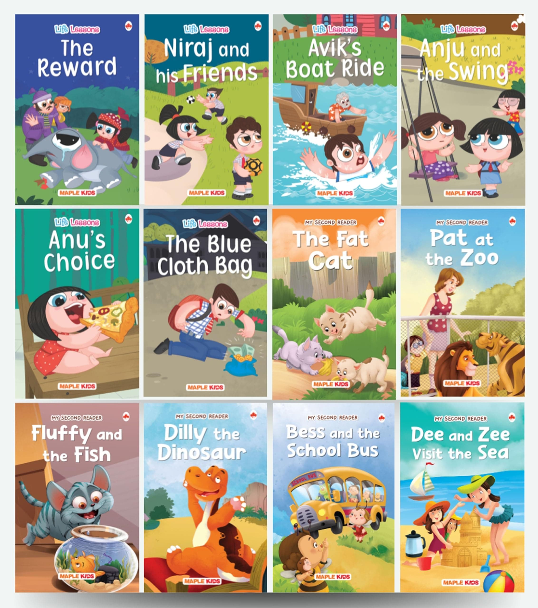 Story Books for Kids (Set of 12 Books) (Illustrated) - Phonic stories - Bedtime Stories - Moral Stories - 3 to 10 Years Old - Read Aloud to Infants, Toddlers - Life Lessons and Second Reader