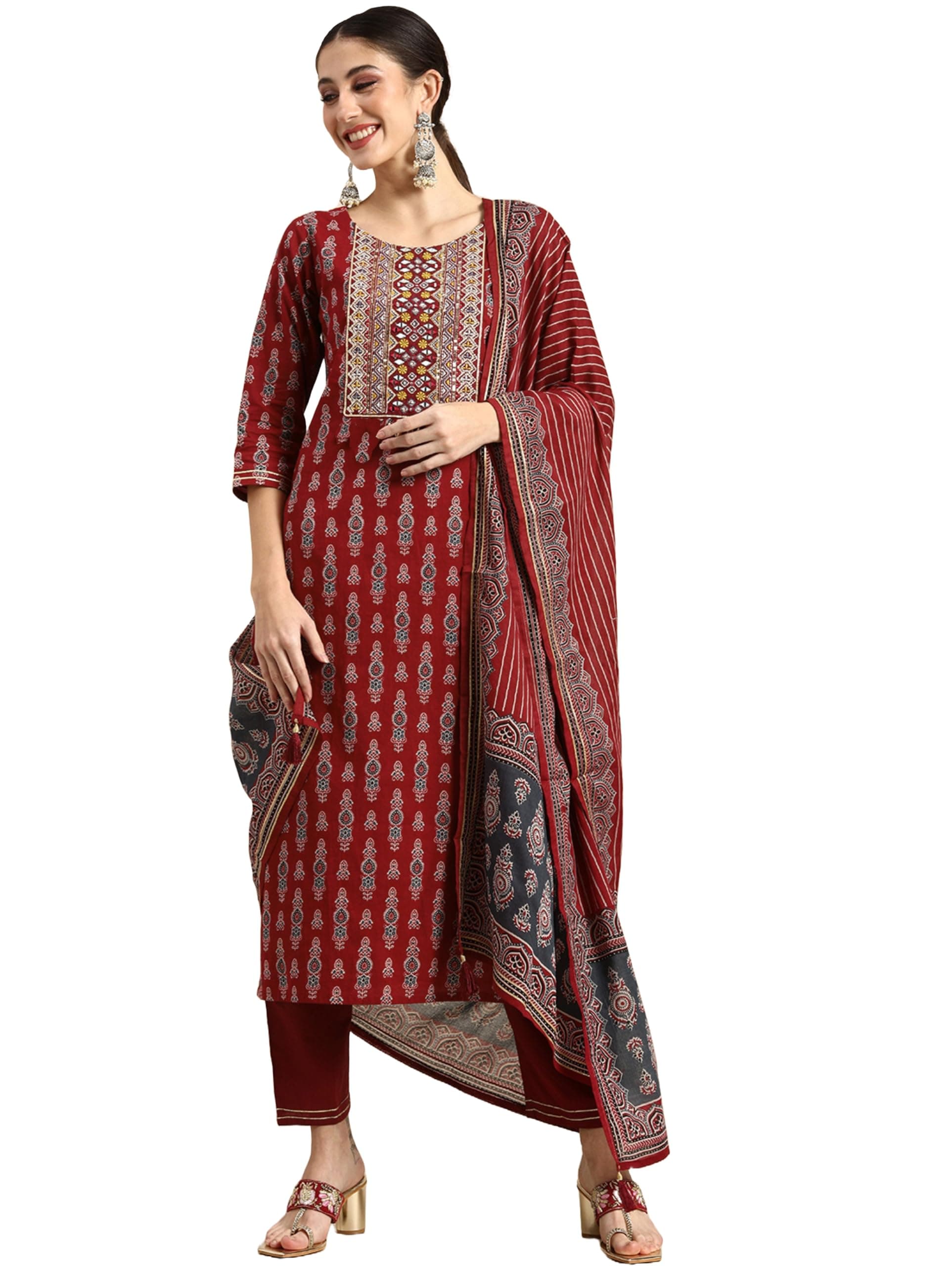 Alvami Women Printed Kurta and Pant Set with Dupatta