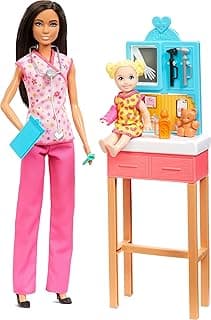Barbie Pediatrician Doll and Doctor Playset with Accessories, Pink Scrubs, Toys