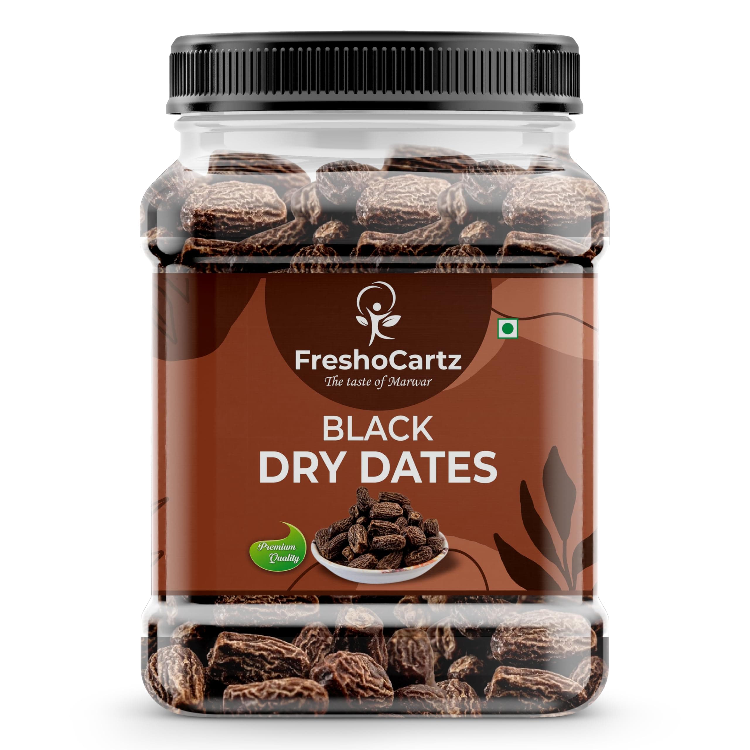 FreshoCartz Dry Dates Black 1kg| Chhuhara | Indian Kharek | Premium Jar Pack | Natural Sun-Dried Sukha Khajoor | Great for Sweets, Cooking