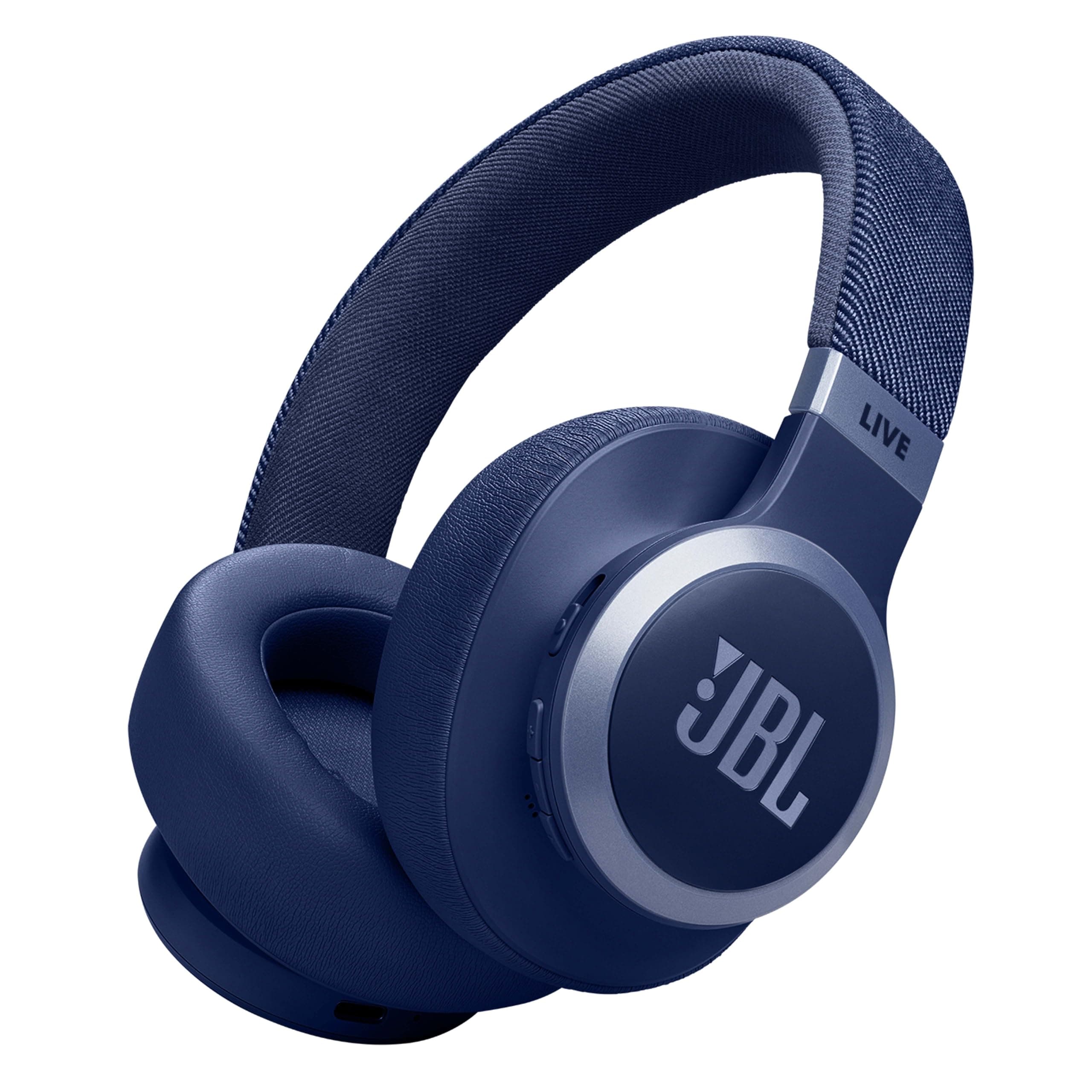 JBL Live 770NC Wireless Over Ear Headphones with True Adaptive Noise Cancelling, Smart Ambient, Spatial Sound, Multipoint Connect, PersoniFi 2.0, Customized EQ, Google Fast Pair, BT 5.3 Blue