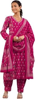 Libas Printed Cotton A-Line Kurta With Salwar and Dupatta
