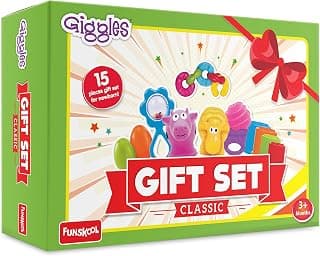 Giggles Funskool Gift Set Classic, Toy Set for Newborn Baby, Infants & Toddlers, Includes Rattle, Teether, Animals, Activity Toys for Development, Gift Set for Babies, Multicolor Age 3+ Months