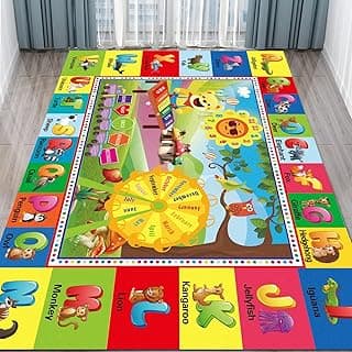 ABC Kids Play Rug, Non-Slip Classroom Carpet,59" x 39.4'' | Colorful ABC pattern, soft low-pile surface, non-slip backing, ideal for playrooms and classrooms