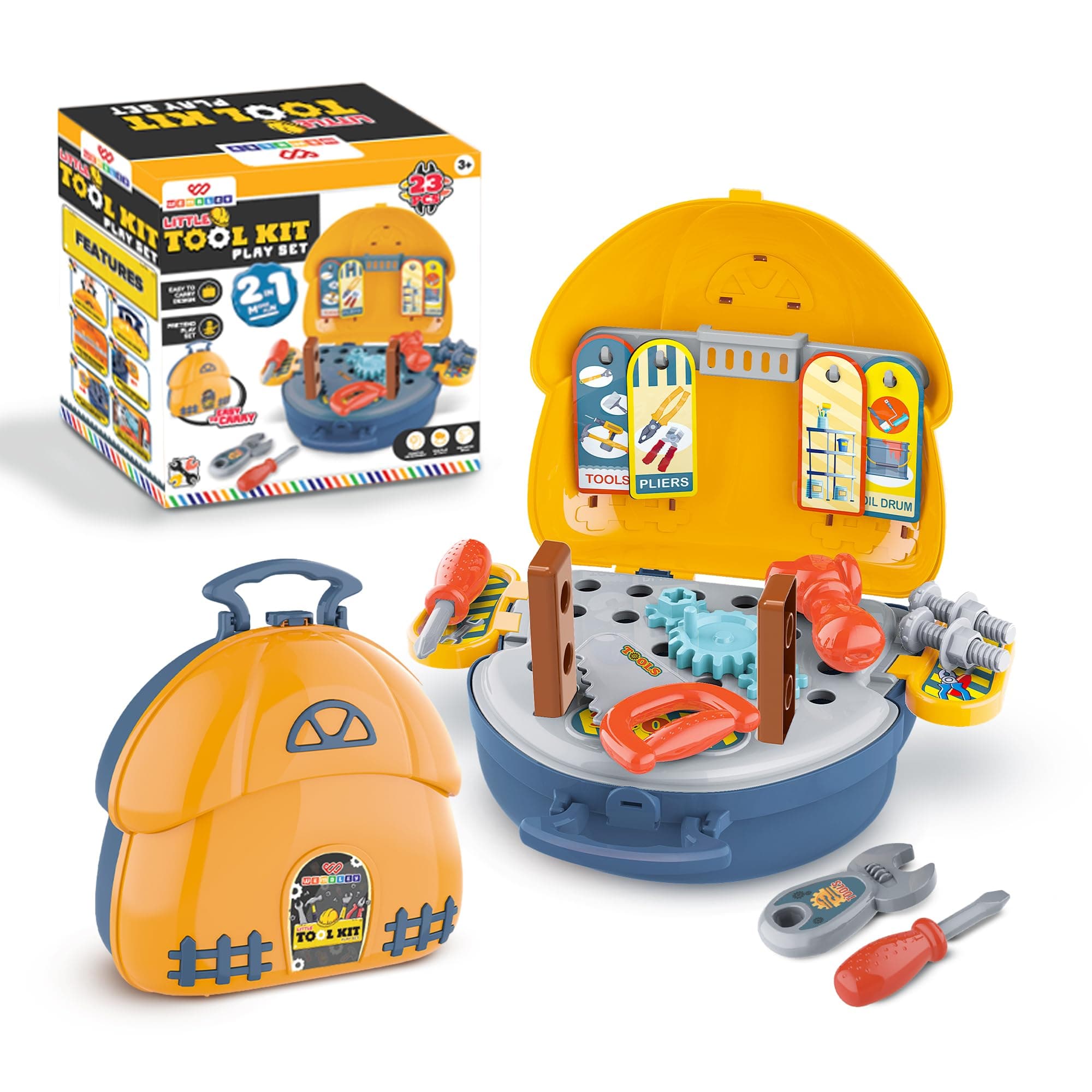 Wembley DIY Tool kit Set for Boy 3-6 Years Old | Screw Driver Tool Box for Kids | Pretend Play Construction Toy Game for Boys | Montessori Birthday Activity Gift Set for Kids Ages 3, 4, 5, 6