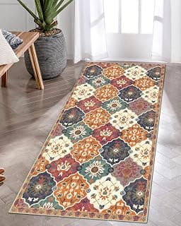 ishro home Premium Modern Runner Rug for Bedroom, Kitchen | Anti-Skid and Machine Washable | (45 x 120 Cm, Orange)