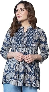 Arayna Women's Pure Cotton Paisley Printed Tunic Top – Comfortable Everyday Wear