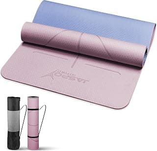 jaspo Ease Yoga Mat 6mm Extra Wide with Carry Strap & Bag, Non-Slip Anti-Skid Exercise Mat, Non-Toxic Latex-Free, Lightweight & Tear-Resistant Workout Mat for Yoga, Pilates, Meditation & Home Gym (6ft X 2.62ft) (Dark Pink)