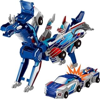Kidology 2in1 Dinosaur Transforming Toy Car for Kids – Magnetic Dual Car with Auto Dino Conversion for Toddlers, Boys & Girls Ages 3