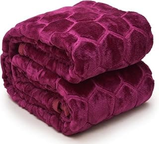 BENAVJI Mink Floral Embossed Super Soft AC Bed Velvet for Winter Blanket (Single, Burgundy)