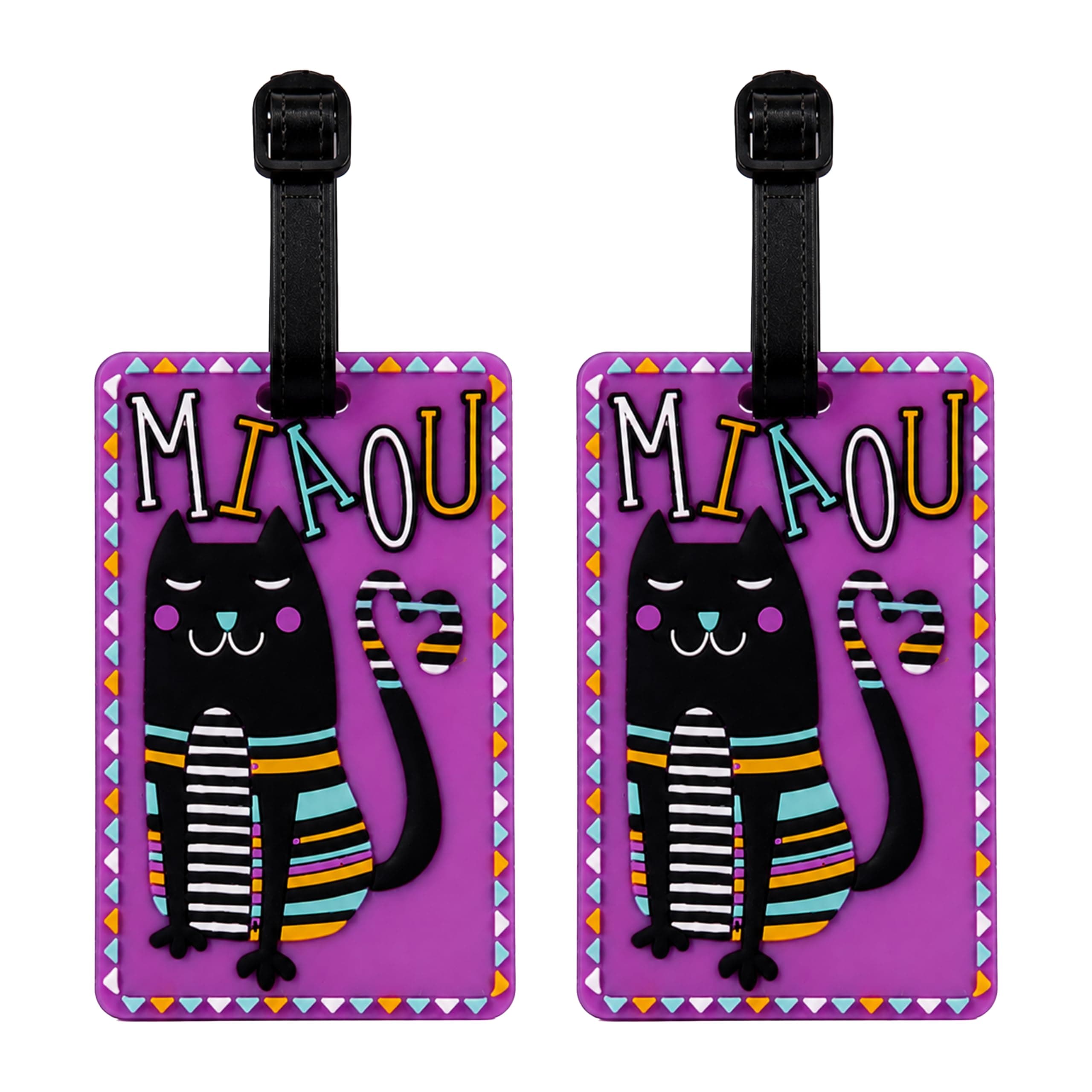 Storite 2 Pk PVC Luggage/Bag/Travel ID Label Tags for Suitcase & School Bags Identifier Name Address Label with Plastic Strap - Multicolor