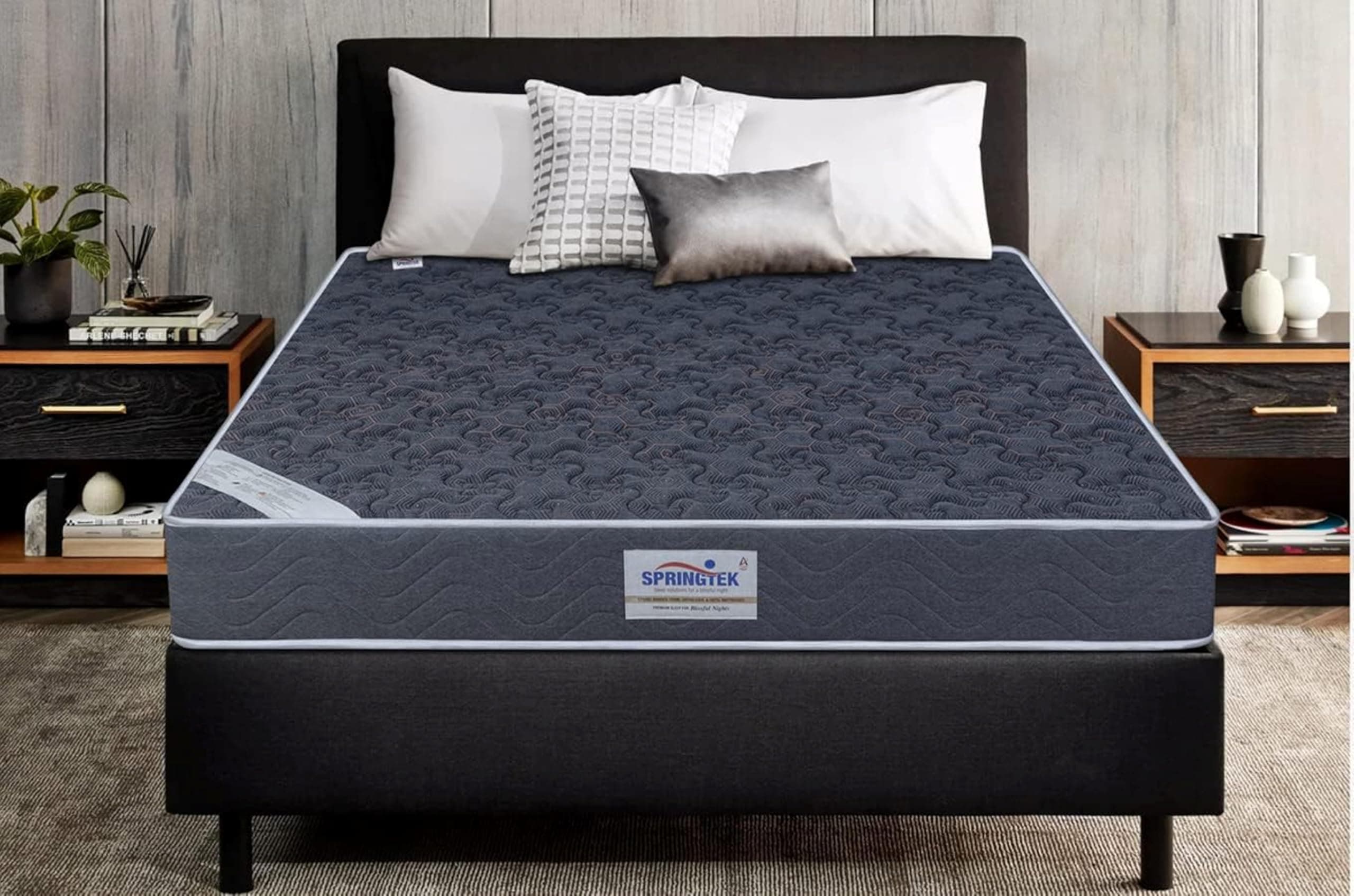 Springtek Premium Natural Coir Mattress | Medium Firm Support | Orthopedic 6 Inches Coir Bond Bonded Foam Mattress | Spine Back Support King Size Gadda | Anti Microbial Fabric | 78x72 Inch