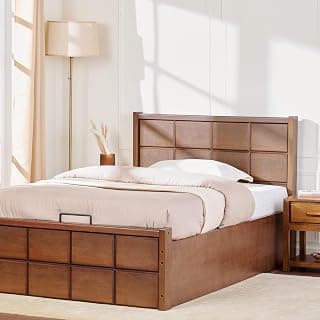 Home Centre My Bed Denis Mahogany Wood Teen Bed with Hydraulic Storage - Brown