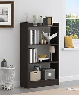 Enigmatic Woodworks Wooden Large Open Bookshelf Multipurpose for Home Rack Showcase Organizer for Living Room I Study Room I 4-Tier I Finish-Suede DIY (Wenge) 61x24 x 91 cm