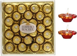 Ferrero Rocher (Pack of 24 Pieces), 300grams with 2 Pcs Diwali Special Handmade DIYAS