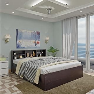 VIKI Queen Size Bed with Storage (78x60) | Engineered Wood Bed Frame for Bedroom | Modern Box Storage Cot | Flowery Wenge Finish | Free Assembly | 1 Year Warranty