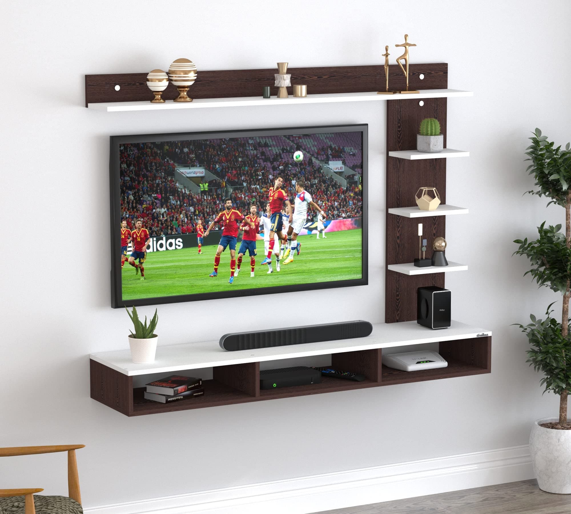 Anikaa Tyson Engineered Wood Wall Mount TV Unit/TV Stand/Wall Set Top Box Stand/TV Entertainment Unit (Wenge White)(Ideal for Upto 55")(D.I.Y)