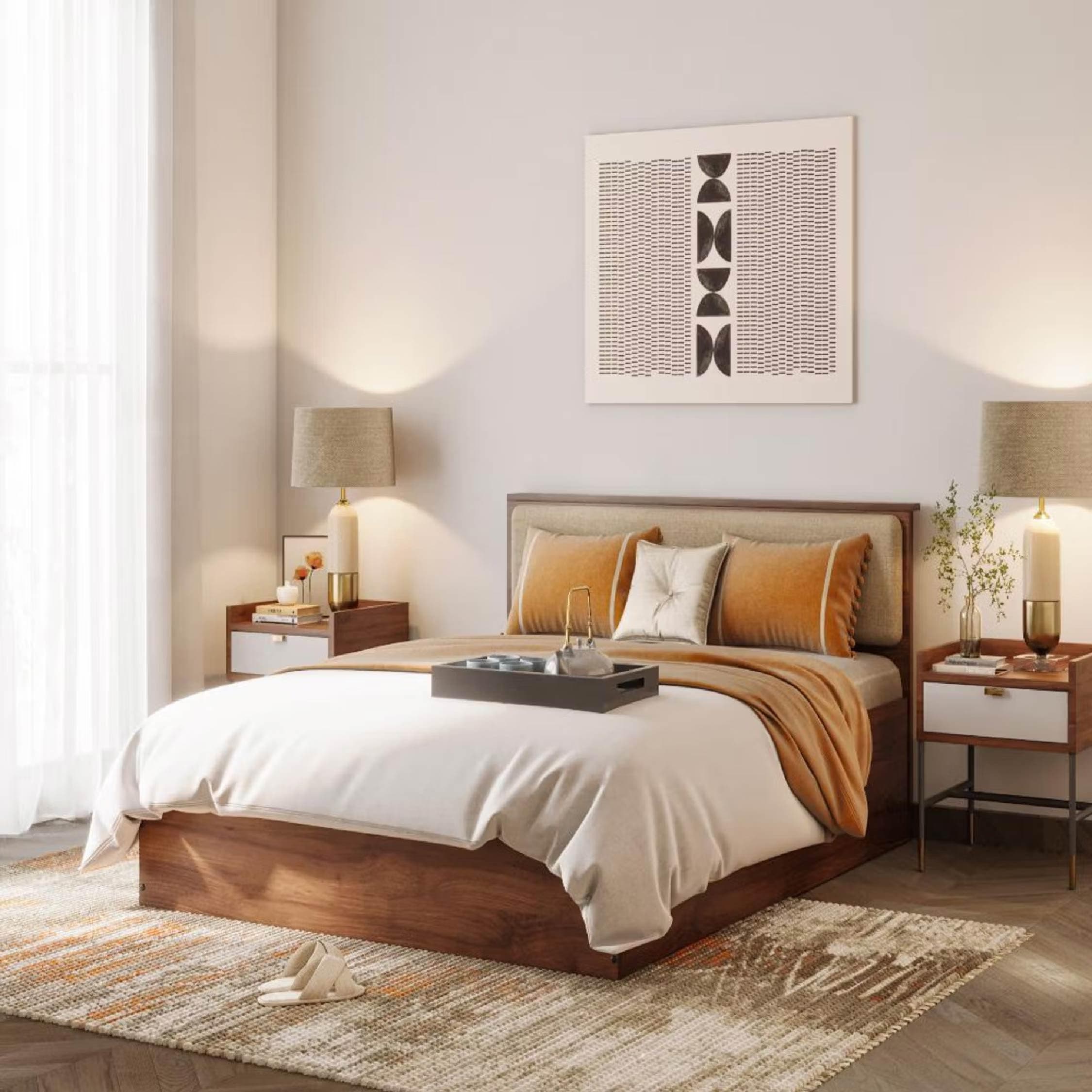 Wakefit Bed | 1 Yr Warranty | Bed Queen Size, Storage Box & Foam-Cushioned Upholstery Headboard, Density: 680–750 kg/m³, Termite & Borer Resistant, Fits Mattresses Up to 8 Inches(Taurus78x60 - CW)