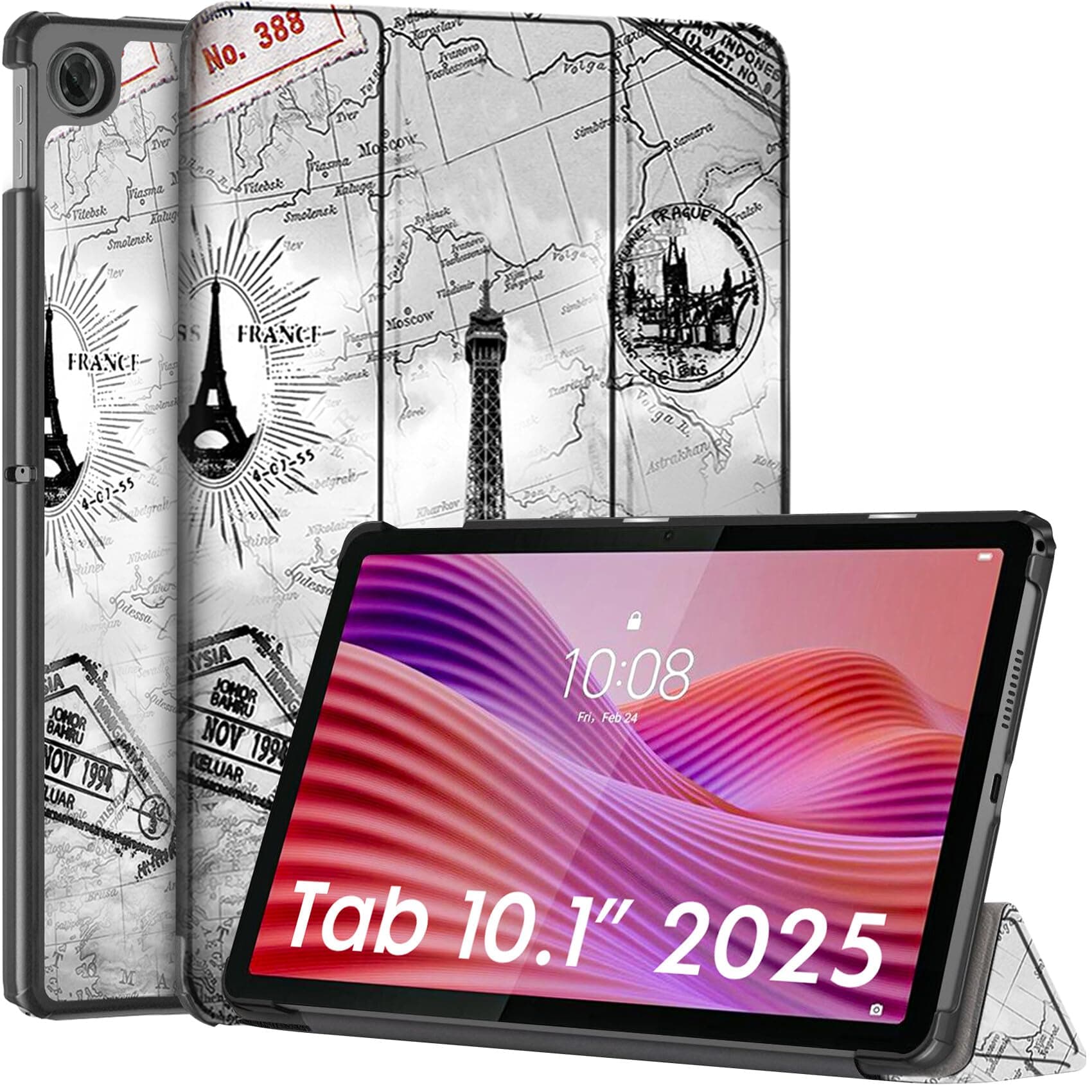 Robustrion Cover for Lenovo Tab 10.1 inch 2025 Cover Case, Trifold Flip Cover Case for Lenovo Tab 10.1" Tablet Cover [Auto Sleep Wake Support] - Eiffel
