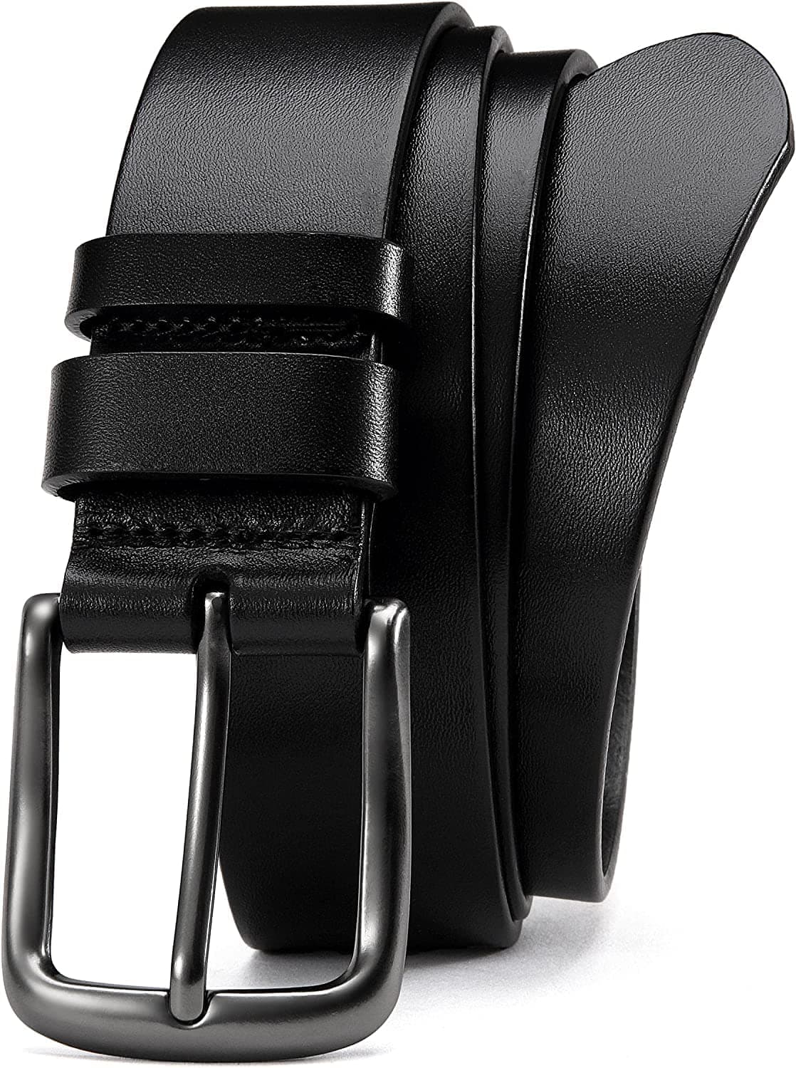 VOGARD Vegan Leather Belt for Men | Mens Belt Leather 1.75" for Casual Jeans | Oval Hole Design Fits waist 28-40 inches