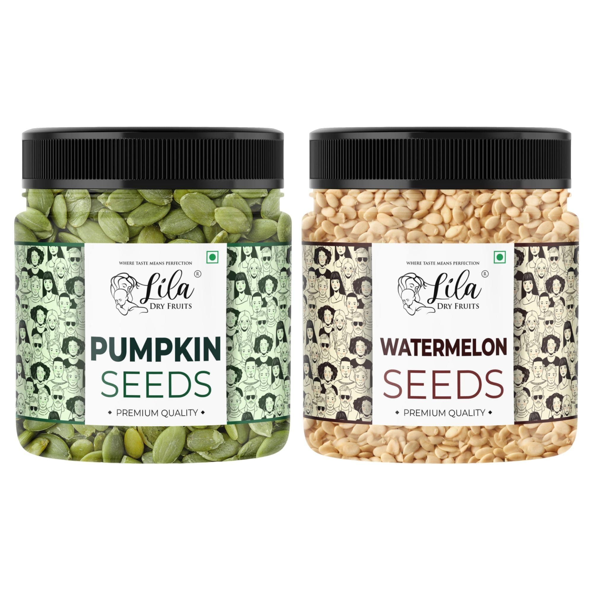 LILA DRY FRUITS Pumpkin Watermelon Seeds Combo 500g (250g Each) | Pumpkin Seeds & Watermelon Seeds for Snacking, Smoothies, and Salads | Ready-to-Eat Superfoods | Superseeds Perfect for Gifting