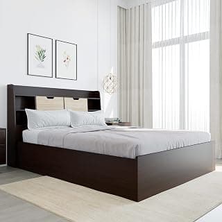 Nilkamal Riva Wooden Queen Bed with Headboard & Box Storage | Engineered Wood | Contemporary Design | New Wenge