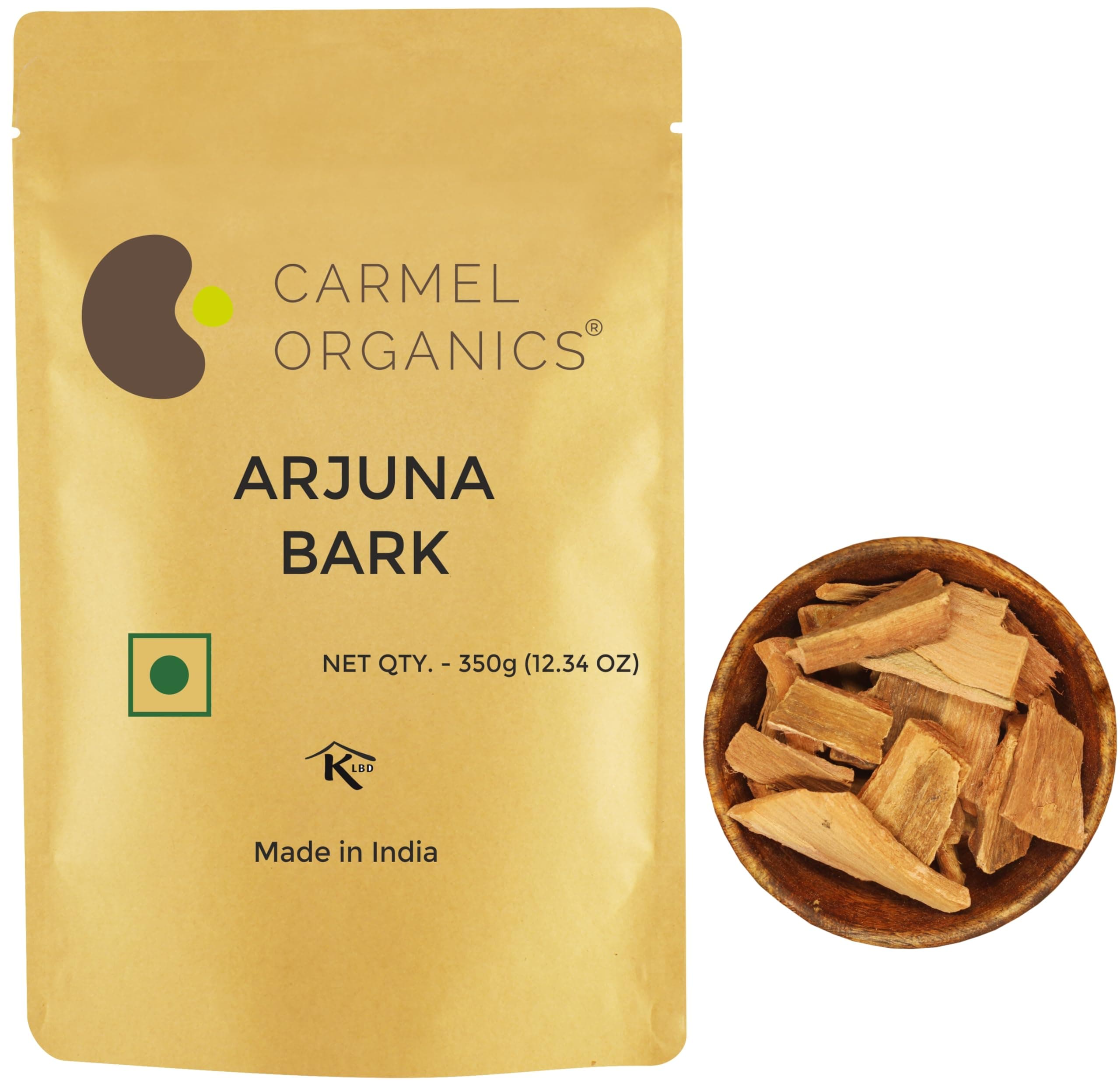 CARMEL ORGANICS Arjun ki Chaal 350 g Raw | Terminalia Arjuna Bark | Marudha Pattai,Arjuna Chekka| Supports Healthy Heart Functions | Non-GMO | No Added Preservatives