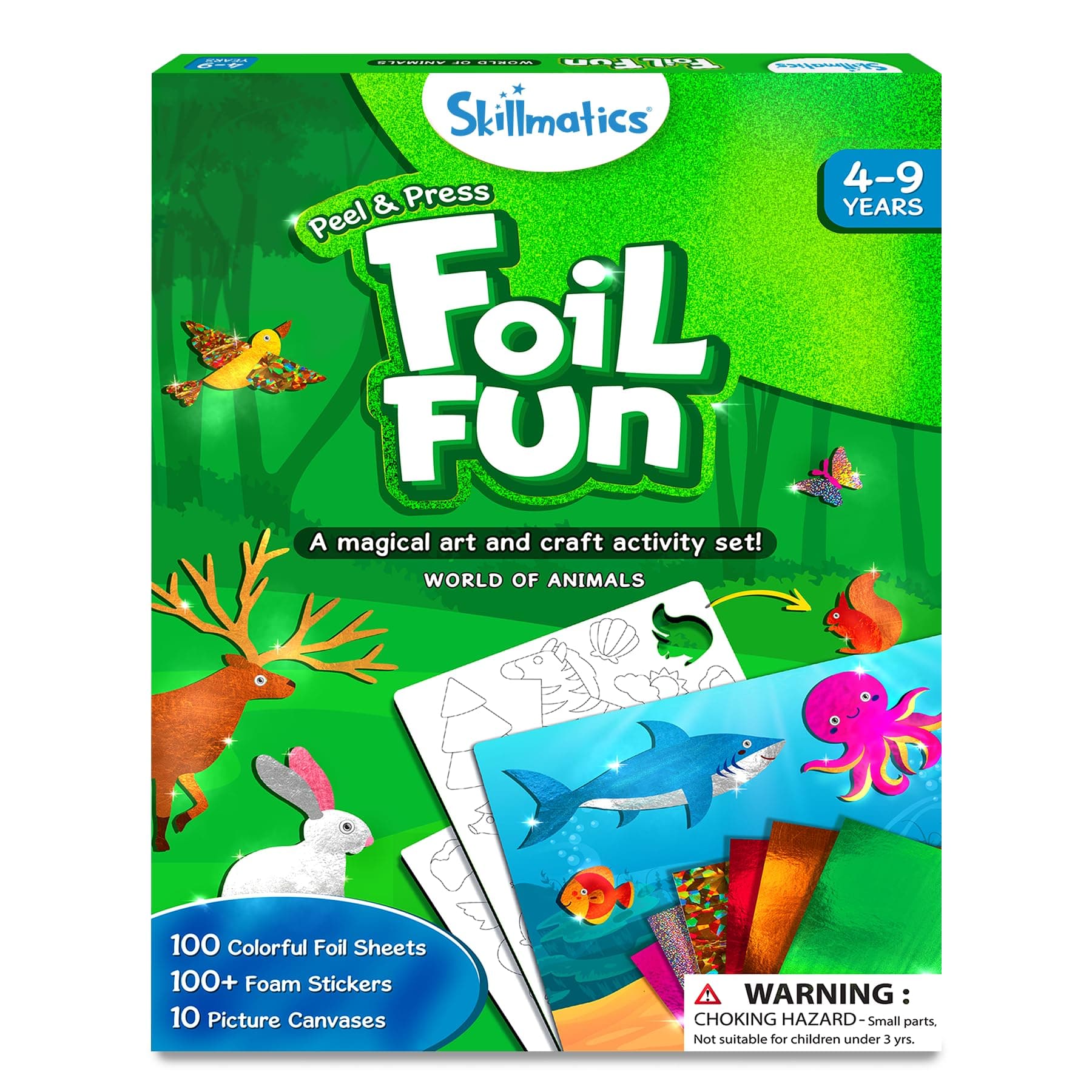 Skillmatics Foil Fun – Animals, No Mess Art & Craft Kit for Kids | Travel Toys, Craft Kits, DIY Creative Activity, Gifts for Boys & Girls Ages 4, 5, 6, 7, 8, 9