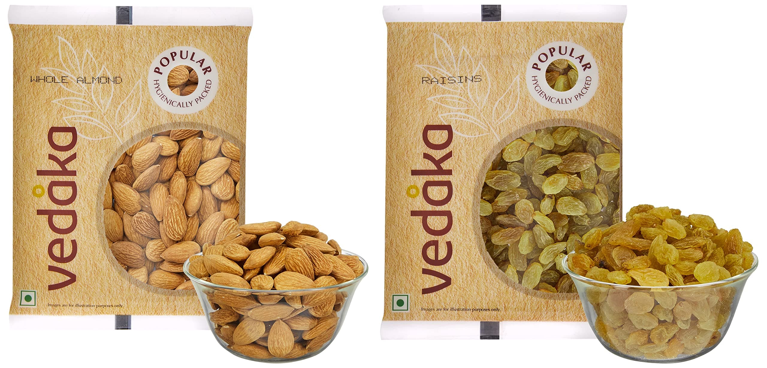 Amazon Brand - Vedaka Premium Dry Fruit Combo | 400 Gram | 200 Gram Each - Almonds & Raisins