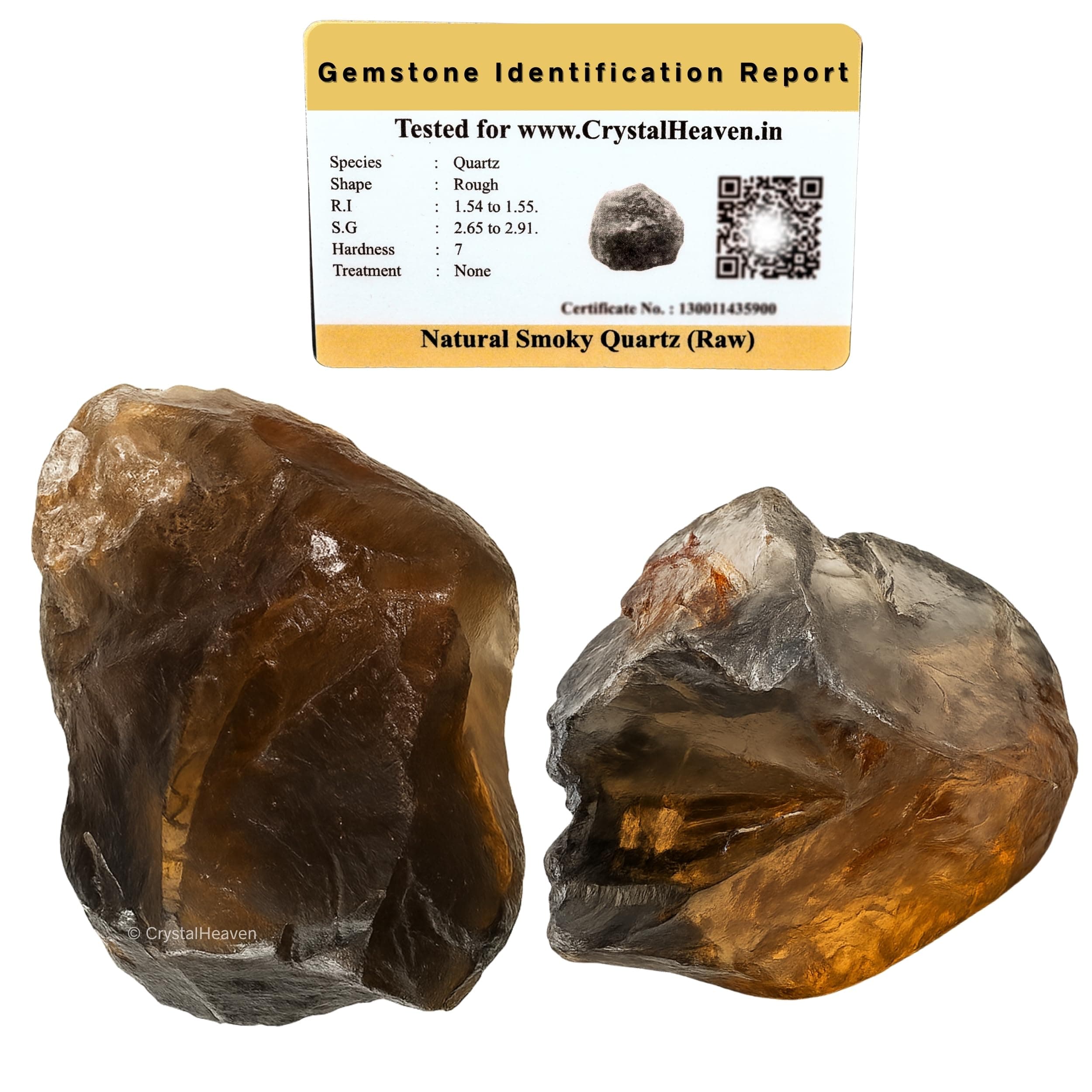 Crystal Heaven Certified Smoky Quartz Crystal Healing Rough Stone, Natural Raw Crystals For Manifestation, Meditation And Reiki Healing (2 Pieces)