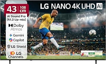 LG 108 cms (43 inches) NU87 AI Series Nano 4K Ultra HD Smart webOS LED TV 43NU870BPLA