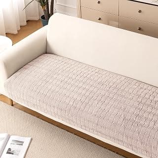 HOKIPO 'Plush Haven' Premium Anti Slip Sofa Cover Mat for 1/2/3 Seater & L Shape Sofa. Make Your Own Sofa Cover Set, Mat Length 90(D) X 170(L) cm, Beige(AR-5035-BGE)