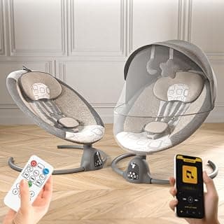 BAYBEE BAYBEE Electric Baby Swing Cradle for New Born Baby | Rocker for Babies with Adjustable Speed & Safety Belt | Automatic Electric Swing Cradle for Babies with Bluetooth, Music & Touch Panel (Grey)