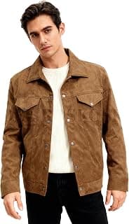 DEL ROSKOSH Men's Suede Faux Leather Casual Standard Length Jacket Brown