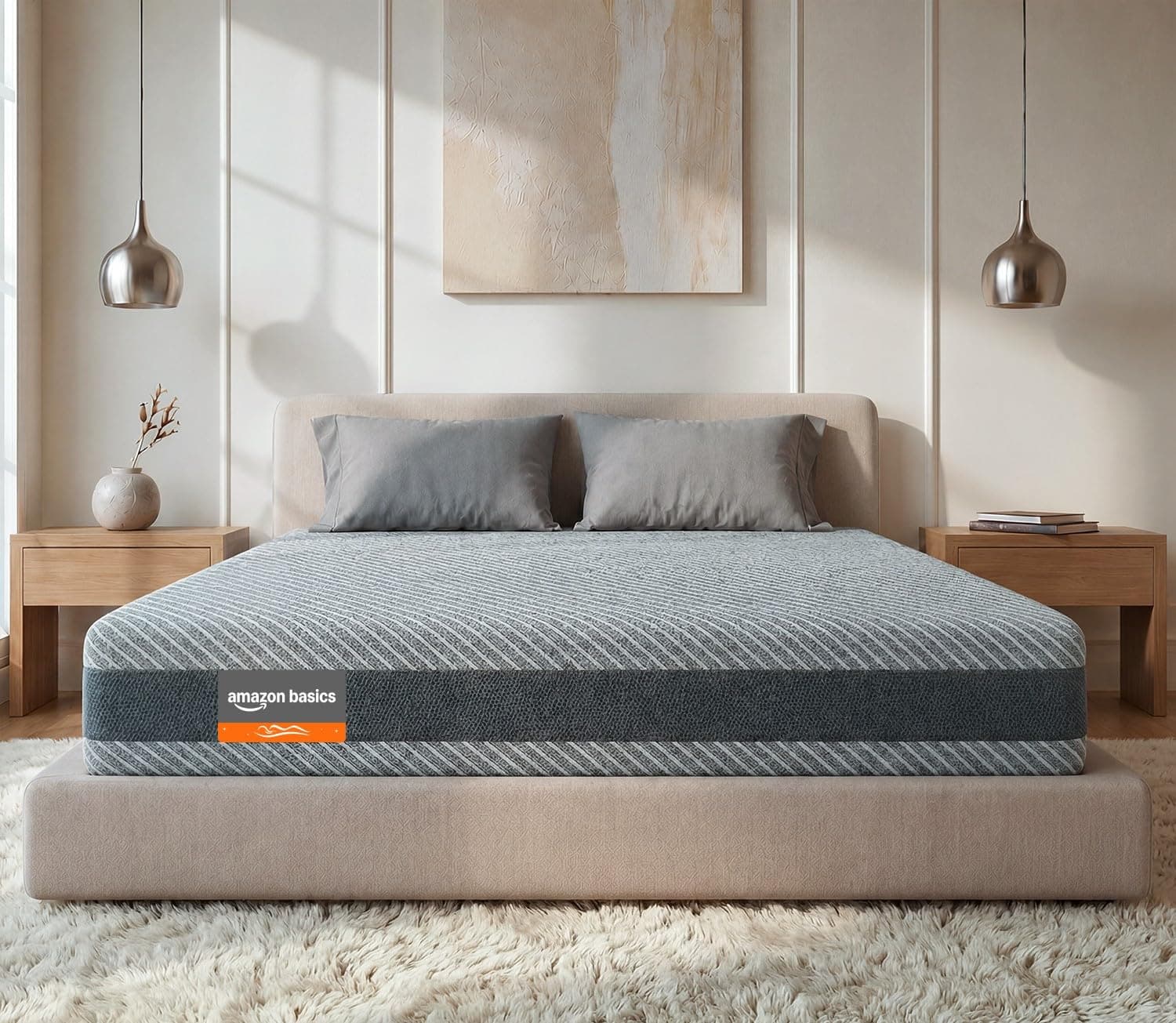 Amazon Basics Orthopedic Classic Comfort Memory Foam Mattress | King Size Bed Mattress, 6-Inch Thick | 3-Layer Foam, Zero Motion Transfer (78x72x6 Inches, Medium Firm, Zippered Cover)