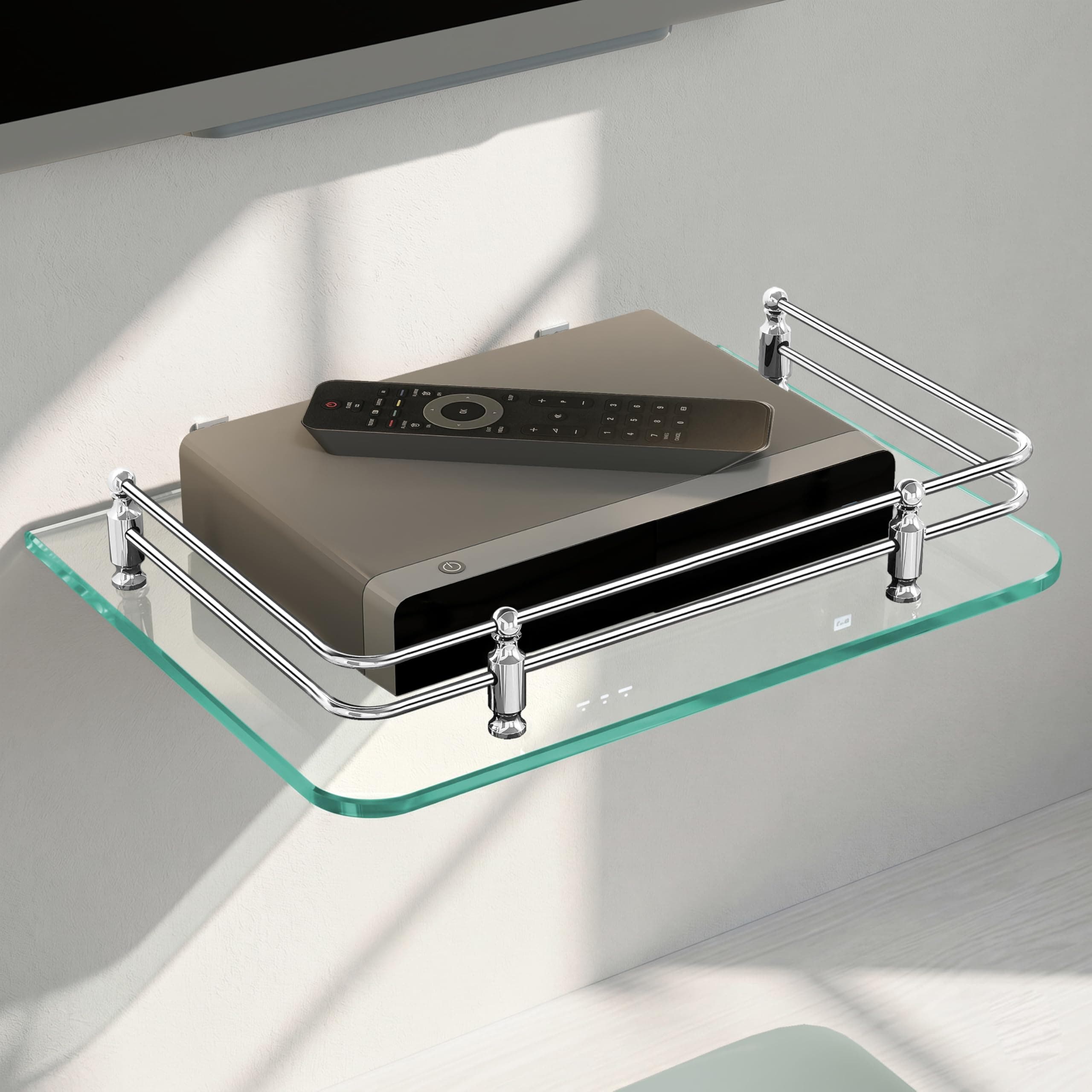 Plantex Glass Setup Box Stand Wall Mounted/Glass Shelf/Wall Shelf Rack/Wall Mount Holder with Wall Brackets (12 X 9 Inch)