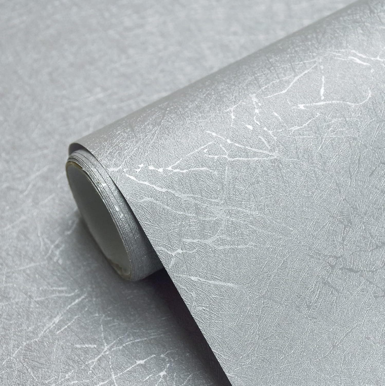 AADIVY® Wallpaper for Walls Peel & Stick | Realistic 3D Silver Silk Grey Texture | Self Adhesive Waterproof PVC Vinyl Film for Kitchen, Furniture, Cabinet & Home Décor 45×600 CM